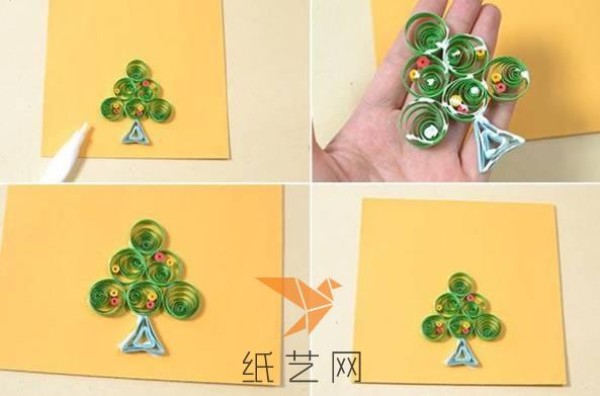 Tutorial on making beautiful paper tree Christmas cards