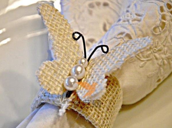 Beautiful burlap made butterfly napkin decoration