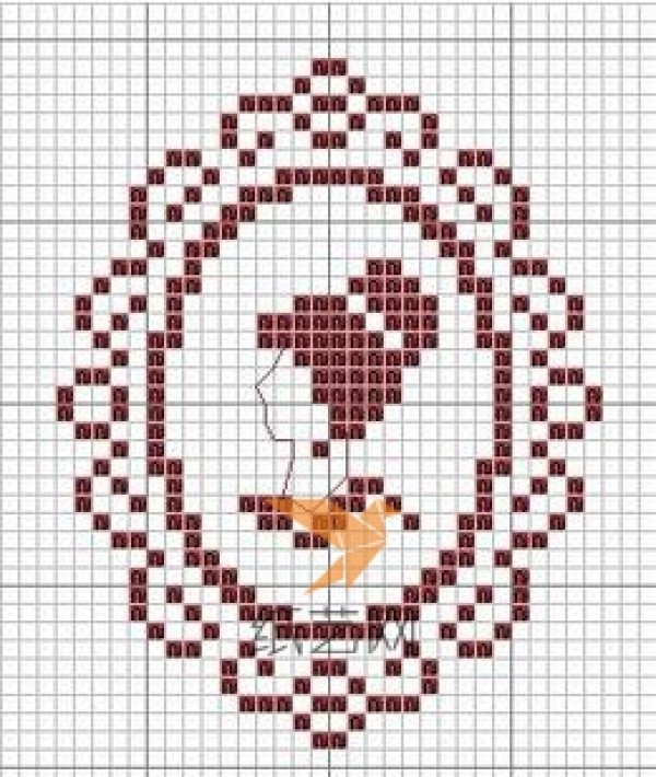 Tutorial on making elegant character silhouette cross-stitch pattern greeting cards