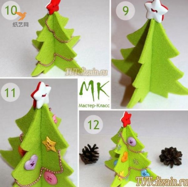 Tutorial on how to make a cute Christmas tree using wool felt crafts for children