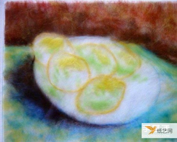 Illustration of how to draw fruit wool felt with a special texture of wool that looks like an oil painting