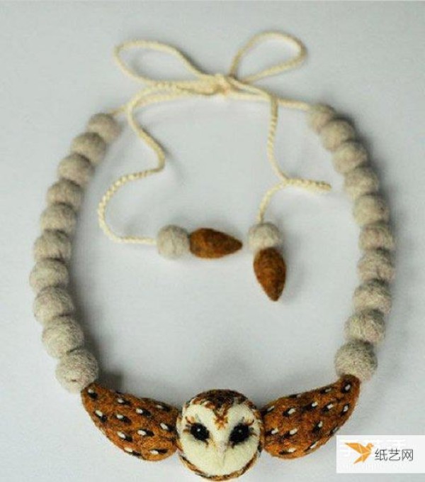 Wool felt owl trinket necklace bracelet pendant works picture