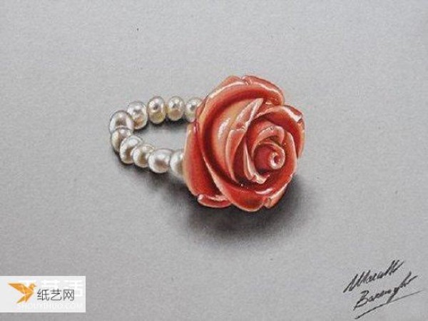 A three-dimensional colored pencil drawing to create a magical crystal jewelry