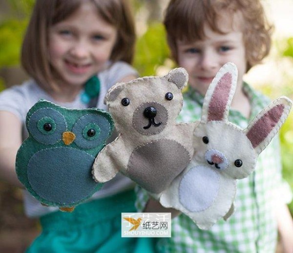 Illustration of homemade small animal hand puppets