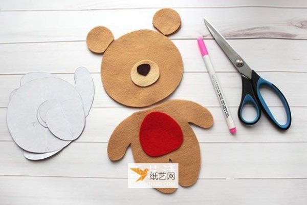 Super cute New Year bear doll made of non-woven fabric