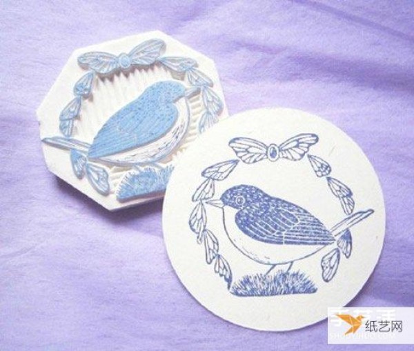 Cats, birds and flowers rubber stamp pattern material that looks particularly cute and fresh