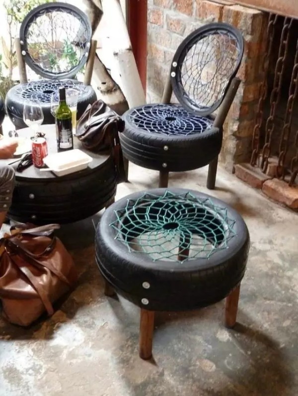 Turning waste into treasure! Replaced tires can also be repurposed! Tires turn into furniture decoration!