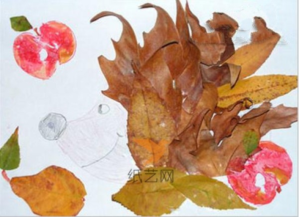 Cute little hedgehog leaf sticker three-dimensional painting tutorial