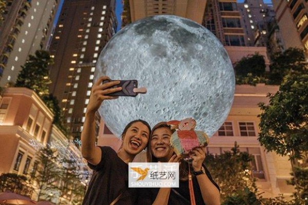 Full experience of the giant moon installation art work