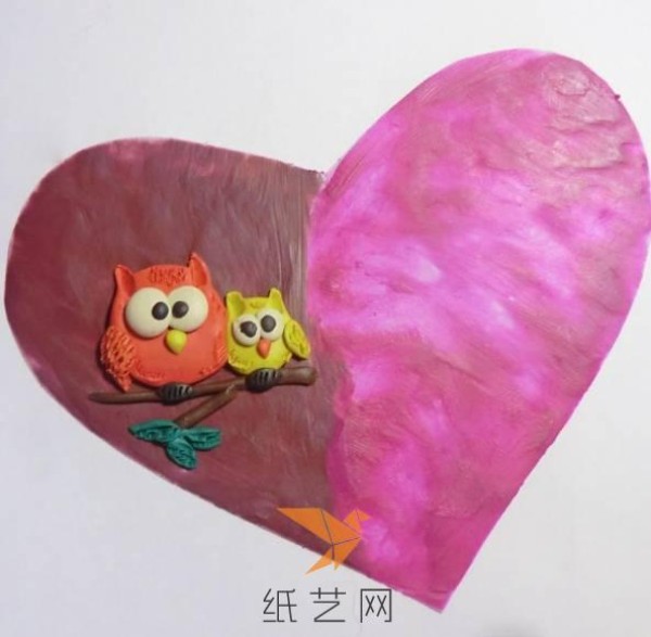 Tutorial on making beautiful heart-shaped owl and rose flower clay for Valentine’s Day gift