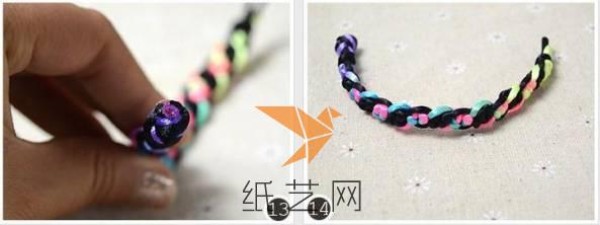 Beautiful colorful rope hand-woven bracelet making tutorial