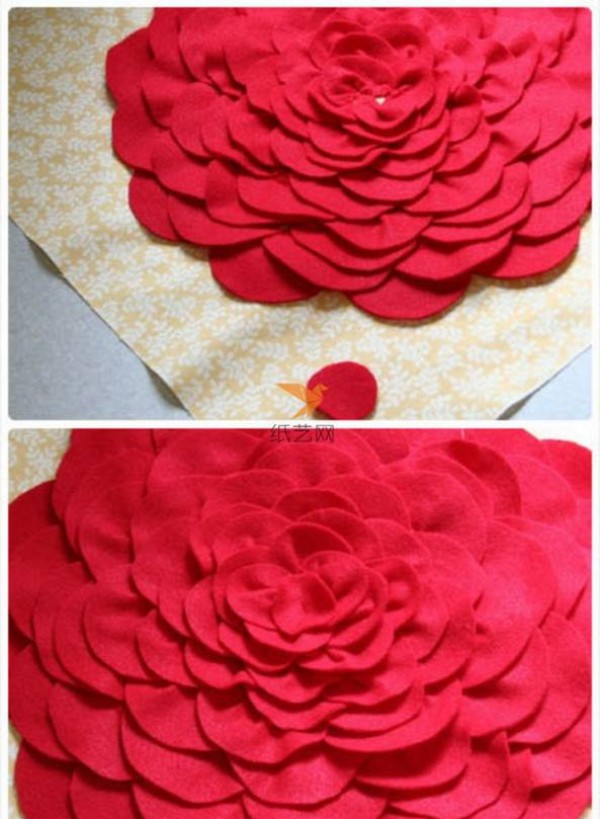 Tutorial on making non-woven three-dimensional flower non-woven pillow