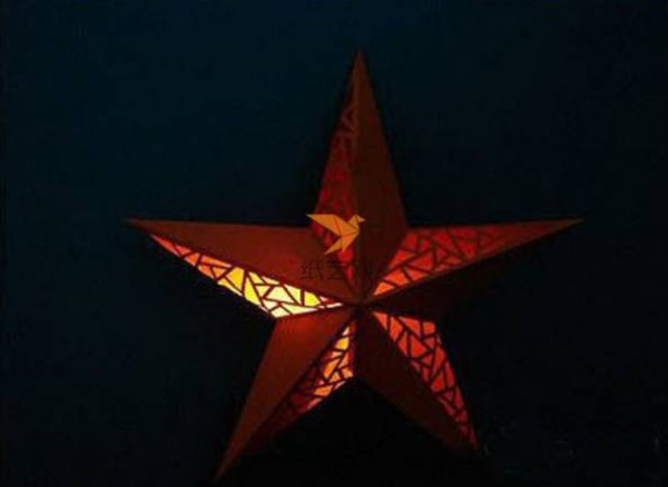 Tutorial on making Chinese style hollow window flower-like five-pointed star personalized paper art lampshade