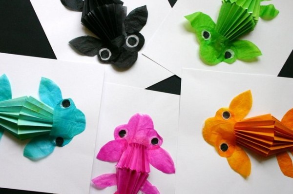 Tutorial on how to make children’s handmade three-dimensional paper art goldfish