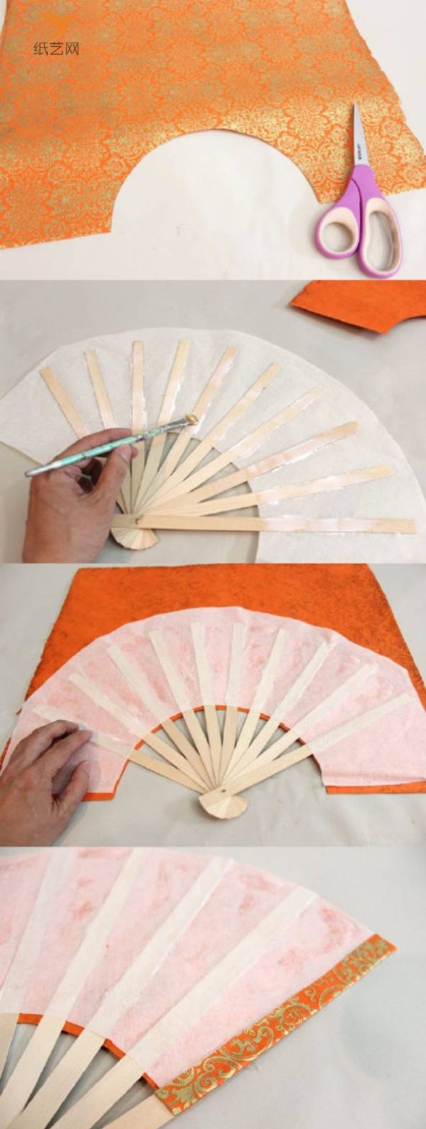 Tutorial on turning waste into treasure Tutorial on making wooden bone brocade folding fan