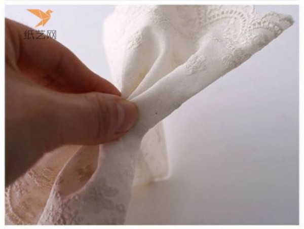 Fabric art tutorial Aesthetic style white embroidered bow decorative hairpin fabric art making tutorial