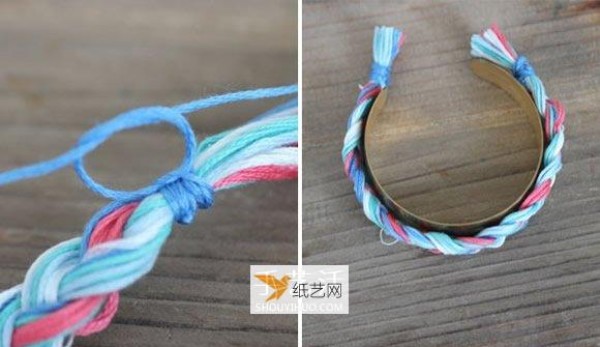 Illustrated tutorial on how to knit a personalized three-strand rope bracelet