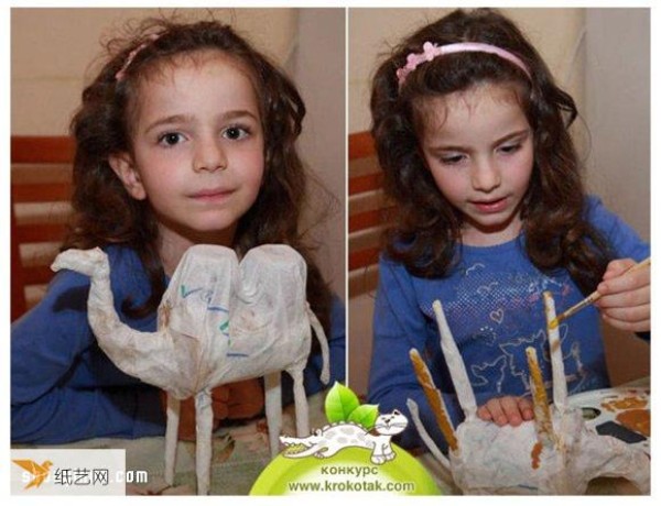 Yogurt bottles and straws turn waste into treasures to make handmade camel models