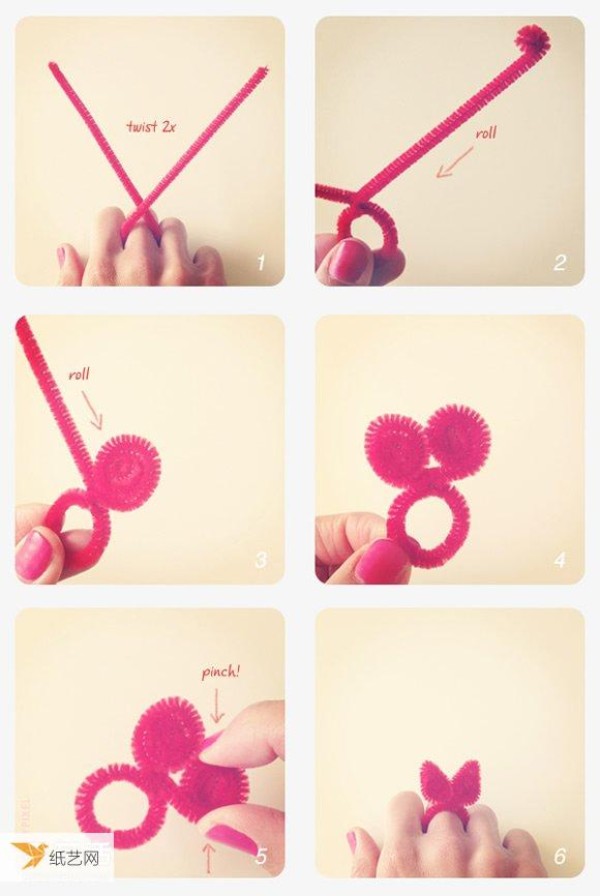 Illustrated tutorial for making your own personalized ASOS bunny ears ring using twist sticks