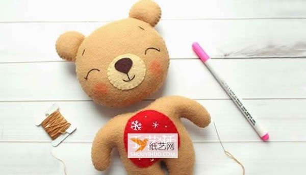 Super cute New Year bear doll made of non-woven fabric