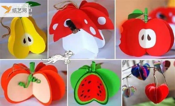 How to make three-dimensional fruit hanging decorations using toddler cardboard