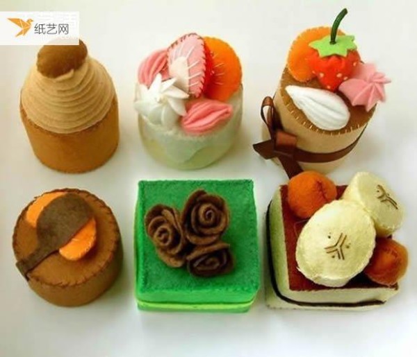 Pictures of handmade fruit delicacies models using non-woven materials