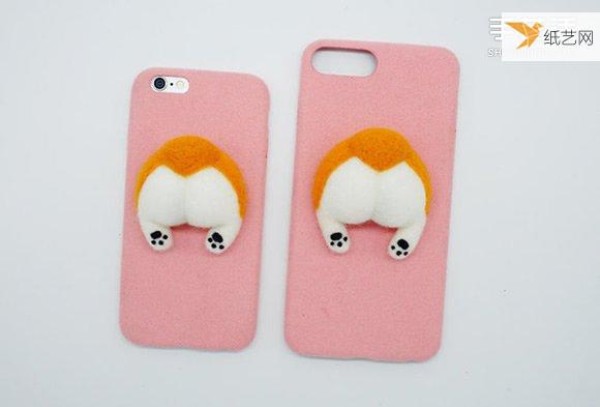 Cute animal butt phone case made of wool felt