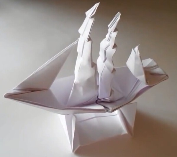 Super cool origami boat | Folding tutorial of simulated origami boat