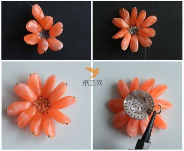 Shrimp Red Beaded Flower Necklace Making Tutorial Beading Tutorial