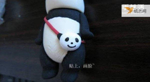 Illustrated tutorial for hand-making a personalized giant panda using ultra-light clay