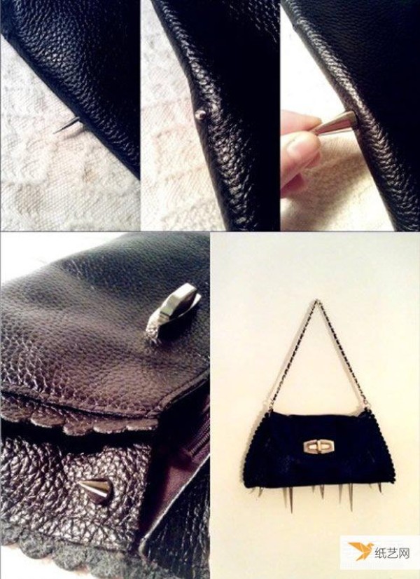 A very simple method to transform a leather shoulder bag. Install rivets and it will become super fashionable.