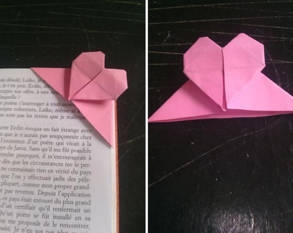 Sweet handmade origami heart bookmark making tutorial