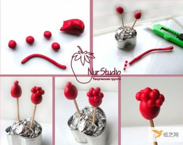 A very simple and easy-to-learn method to make cute raspberries using ultra-light clay