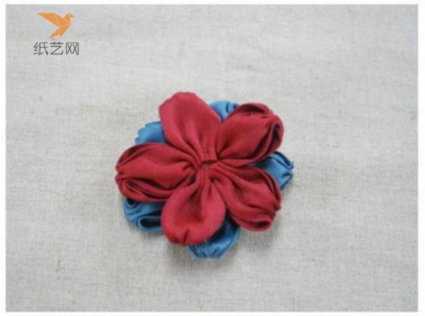 Fabric art tutorial Korean fresh and sweet style two-color double-layer flower hair accessories and hair ties fabric art production tutorial