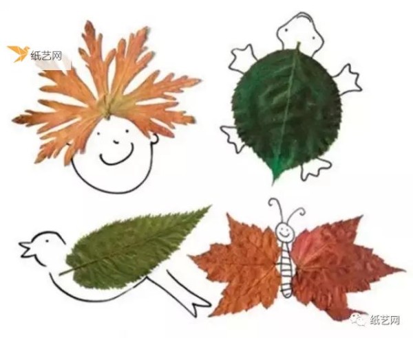 Put a few leaves together to create a handmade work!