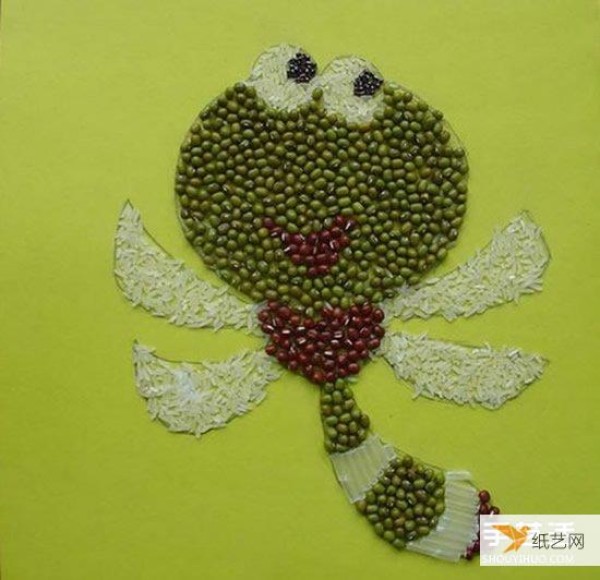 A particularly cute bean paste painting made by kindergarten children