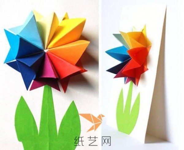 Beautiful handmade origami flower greeting card childrens handmade tutorial