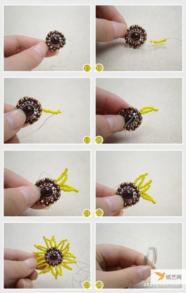 How to make a personalized sunflower ring using beads