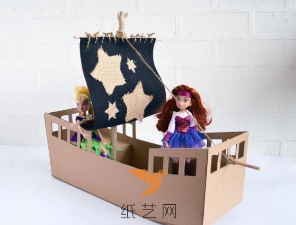 Tutorial on how to make a waste cardboard box into a handmade pirate ship toy