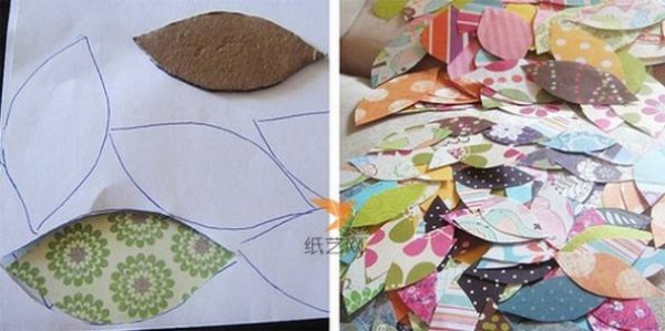 Autumn paper art leaf decoration handmade DIY production illustrated tutorial