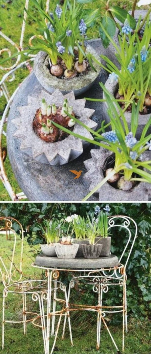 Tutorial on how to make a unique flower vessel made from leftover cement and stones by turning waste into treasure