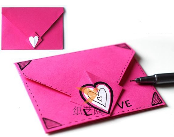 Cute greeting card envelope making tutorial illustration