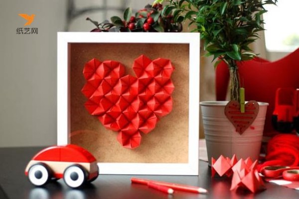 Tutorial on making beautiful origami three-dimensional heart-shaped decorative paintings