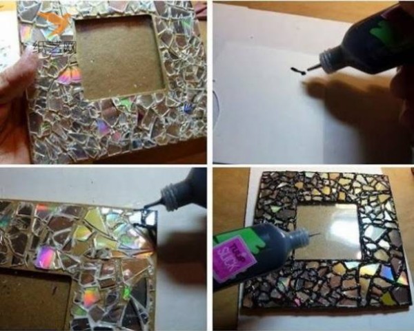 Tutorial on turning waste into treasure: a colorful picture frame made of broken glass tiles