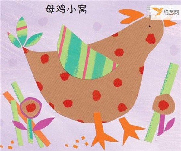 Tutorial on hand-making of a hen laying eggs with paper-cut stickers for toddlers