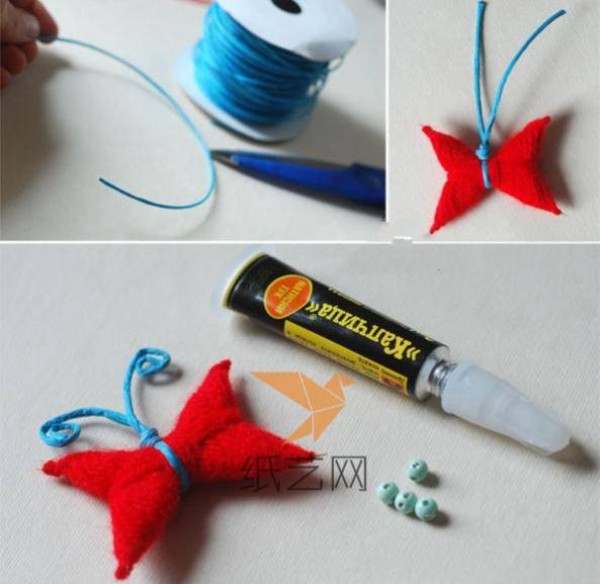 Tutorial on how to make a flying little butterfly with wool knitting