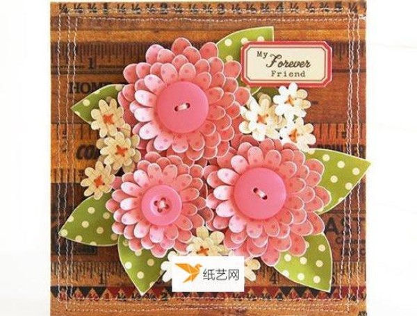 Steps to use cardboard to fold flower Mid-Autumn Festival greeting cards