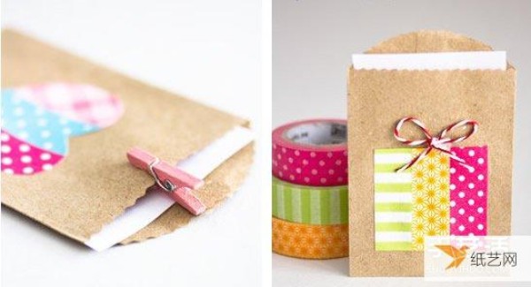 Personalized handicrafts made with colored tape make gift bags super cute~