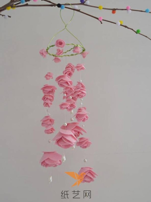 Rose hanging ornaments decorate romantic Valentines Day