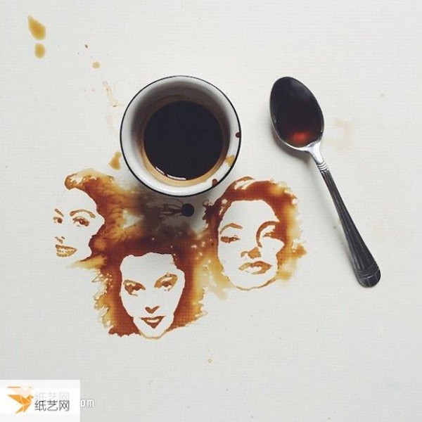 Creative drawings that turn spilled coffee into graffiti art